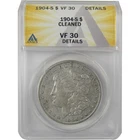 1904 S Morgan Dollar VF 30 Details ANACS Silver $1 Coin SKU:I21145