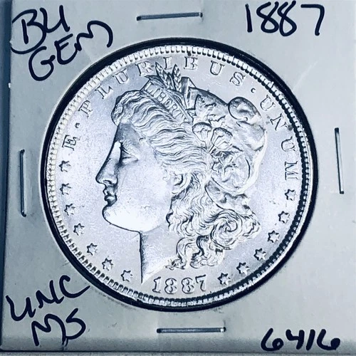 1887 BU GEM MORGAN SILVER DOLLAR UNC MS+++ U.S. MINT RARE COIN 6416