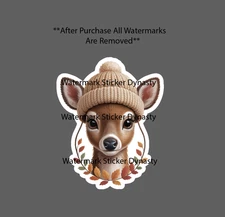 Doe Sticker Waterproof Decal Fall Deer Beanie Cute Seasons Pumpkin Gift NEW