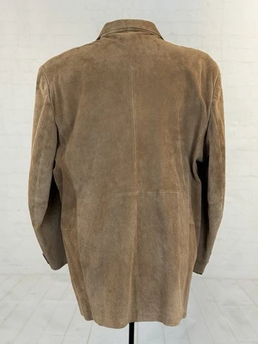 J. Ferrar Men's Brown 100% Genuine Leather Cowboy Jacket XLT Three Button Coat image 4