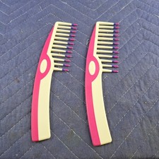 2 Vintage Goody Wide Tooth Hair Comb Pick Color Dip Pink White Detangle 90s
