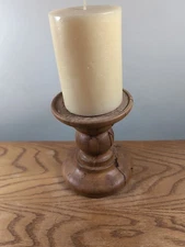 Wooden Candle One Holder 5" T. Candle Not Included.