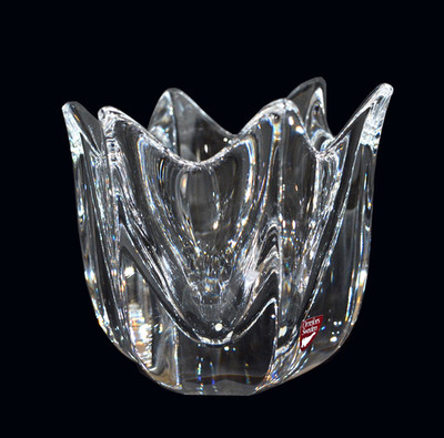 Vintage Orrefors Crystal Signed 1991 Belle Tulip Full Lead Glass Bowl Vase 4 