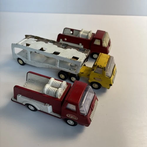Lot 3 Vintage Tonka Trucks Fire Trucks Tractor Trailer Pressed Steel