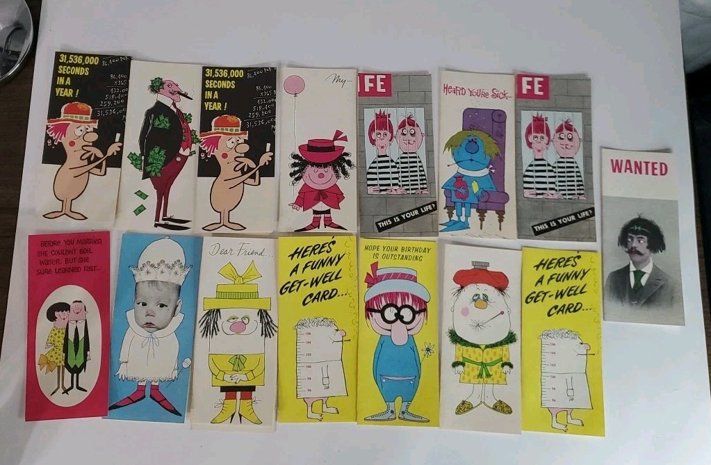 Vintage UNUSED Set Of 16 60s 70s Greeting Cards For All Occasions Retro In Box