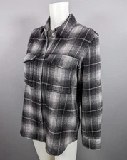 Rails Turner Shirt Jacket Ash Pearl Gray Plaid Shacket Snaps Soft Classic Sz XS
