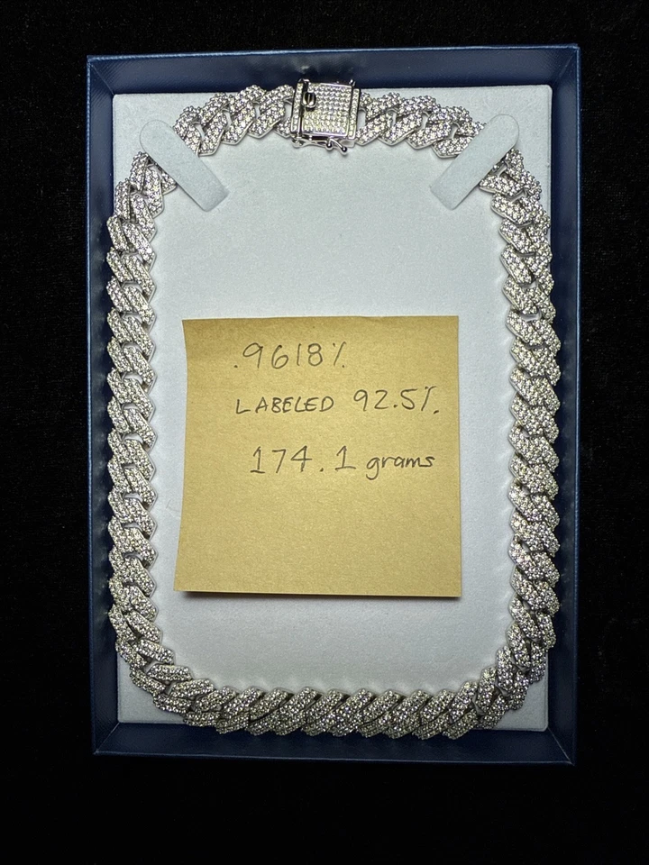 COLLAR CADENA PLATA ESTERLINA 925 SWAROVSKI CUBANO 18 PULGADAS MUY BONITO Foto 2 de 4