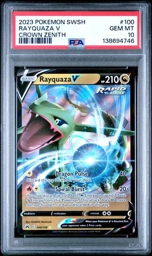 2023 Pokemon Sword & Shield SWSH Rayquaza V Crown Zenith #100 PSA 10 Gem Mint