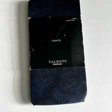 Talbots Tights Paisley Pattern Dark Blue Size Large New In Package