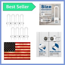 Adjustable U-Shaped Cabinet Locks for Kids - 8 Pack, Easy Installation in White