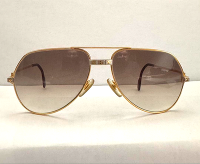 Cartier Santos De Two Bridge Eyewear Sunglasses Silver Brown Lens Cartier - Aviator - Metal Champagne Brown - Santos de  main image 2