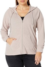 Calvin Klein Ruched-Sleeve Zip Hoodie, XS-4 Evening Sand 2X