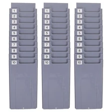  3 Sets Wall Cards Rack Time Holder: Wall Mounted Cards Plastic Holder With 10
