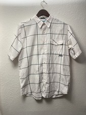Billabong Sunday Mens Geometric Plaid Print Short Sleeve Button Up Shirt Large