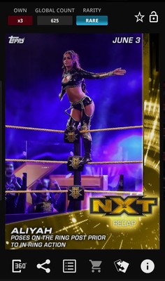 Topps WWE Slam 2020 Aliyah NXT Recap Rare 625cc DIGITAL