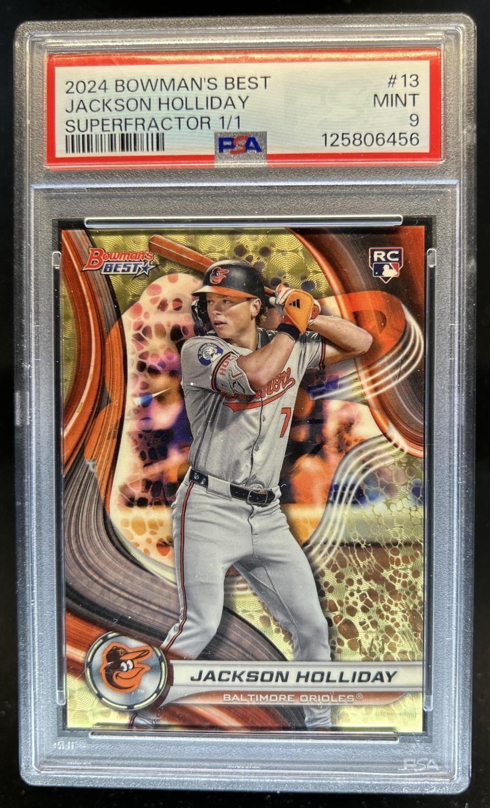 2024 Bowman's Best Jackson Holliday RC Rookie SuperFractor #1/1 Orioles PSA 9