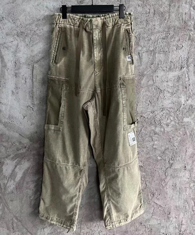 Jeans uomo nuovo Maison Mihara Yasuhiro tasca lavata effetto invecchiato gamba larga