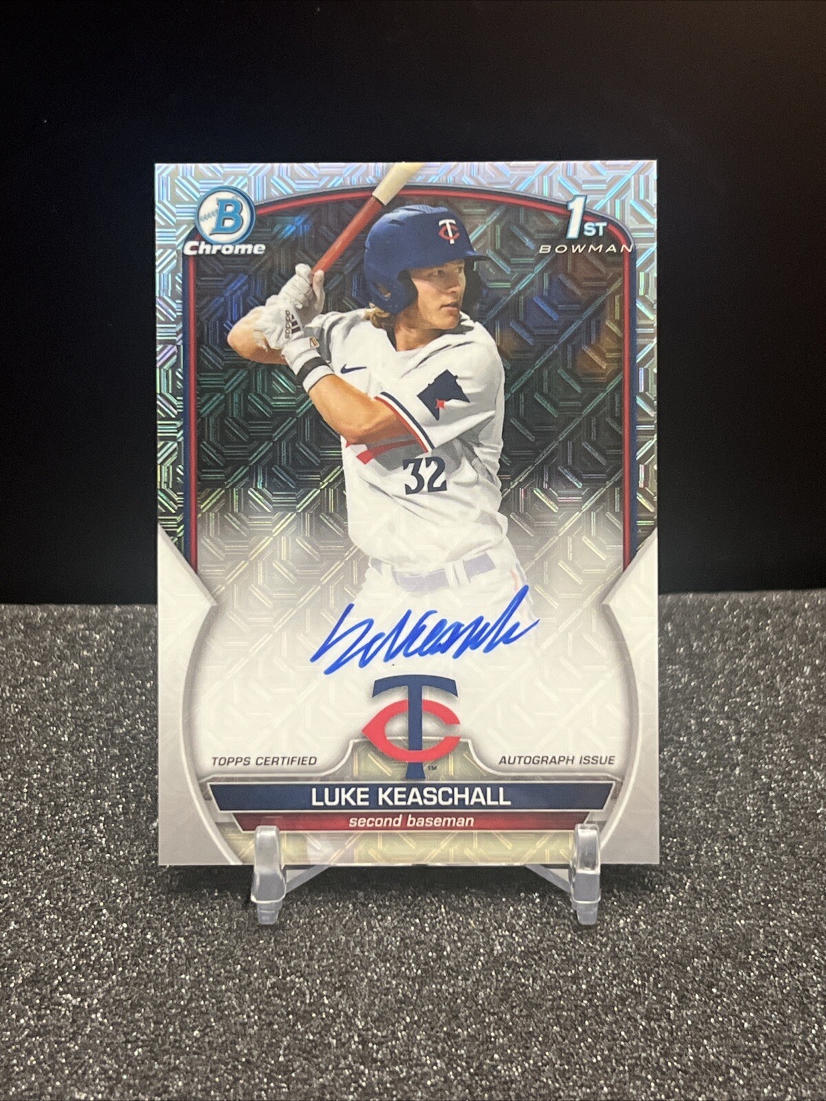 Luke Keaschall 2023 1st Bowman Draft Chrome Mojo Refractor Auto /150 Twins