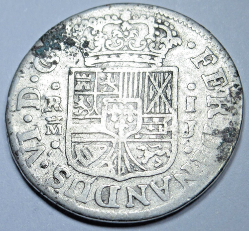 1759 Spanish Silver 1 Reales Genuine 1700's Colonial Cross Pirate Treasure Coin - Picture 2 of 2