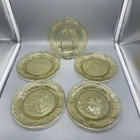 x5 VTG Federal Depression Glass Yellow Amber Sharon Cabbage Rose 6" Bread Plate