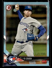 2018 Bowman #BP56 T.J. Zeuch Prospects Sky Blue #/499 card