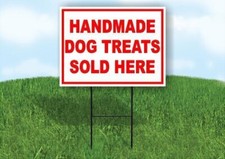 HANDMADE DOG TREATS SOLD HERE RED 18 in x 24 in Yard Sign Road Sign with Stand
