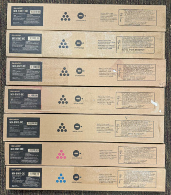 Set of Genuine Sharp (1) MX-61NT-CC /(1) MX-61NT-MC / (5) MX-61NT-BC Toners