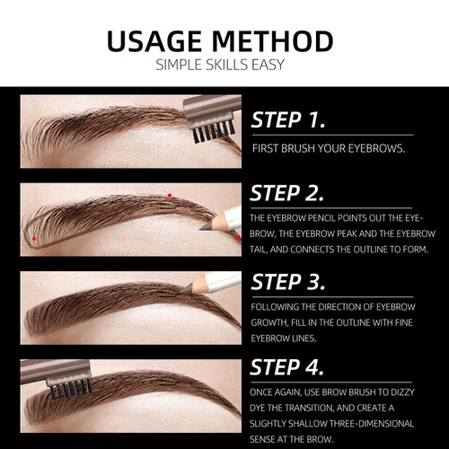 Matita sopracciglia impermeabile nera marrone con pennello trucco cosmetico! - Foto 9 di 18