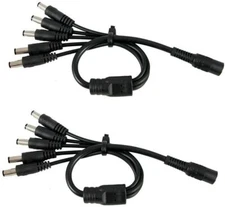 2 PCS of 1 to 5 Way DC Power Splitter Adapter Cable Cord 5 CCTV Security Camera