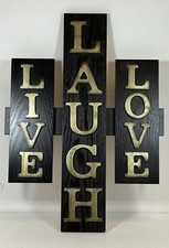 Live Laugh Love Wood Wall Plaque Home Decor Inspirational Quotes 15  x11  