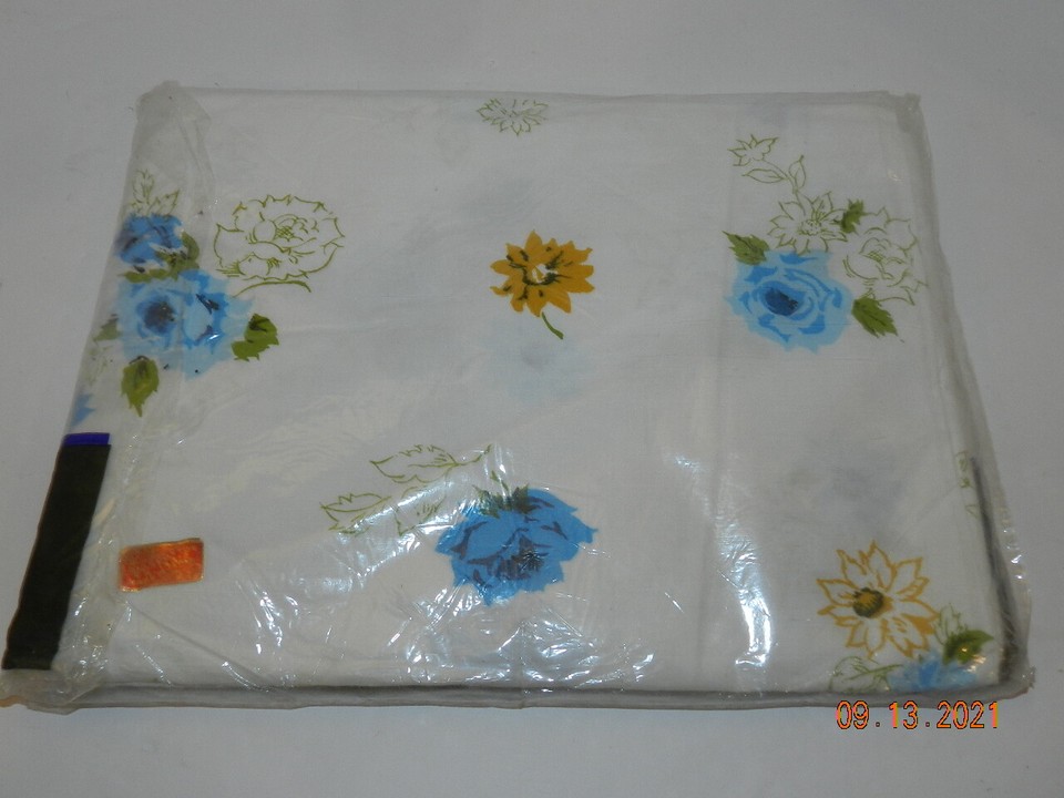 VTG 60’s Peterson Fitted Bottom Bed Sheet Percale Cotton japan blue