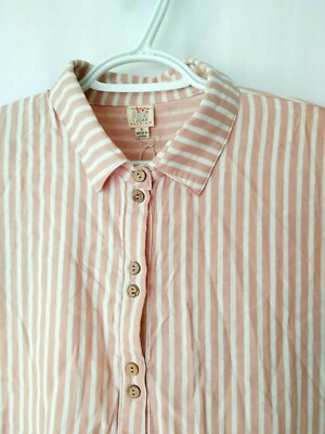 I Joah Button Dwn Blouse Shrt Dolman Slv Ruffle Details Beige