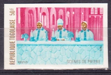 W TOGO 1039v RELIGION IMPERFORATED STAMP