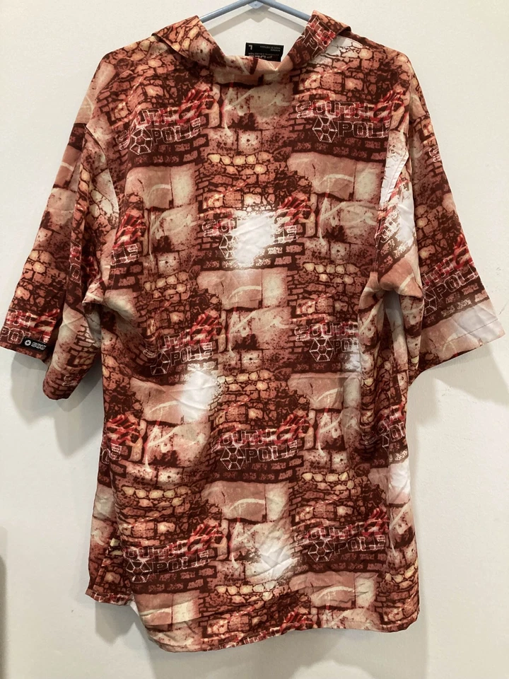 Vintage Southpole Button Up Shirt Sz L Brown Brick Spellout Streetwear Y2K. J57 - Image 2 of 4