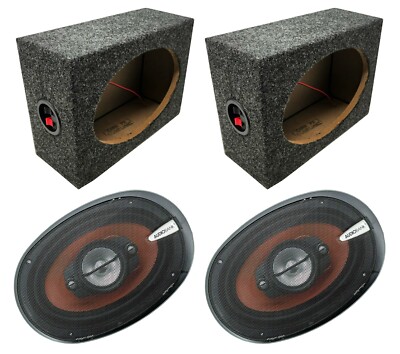 2x Audiobank AB-790 6x9'' 1000 Watt 4-Way Speakers w/ 2x Car Speaker Box
