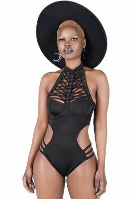 Killstar Gothic Goth Punk Body Bodysuit - Imogen Schnürung