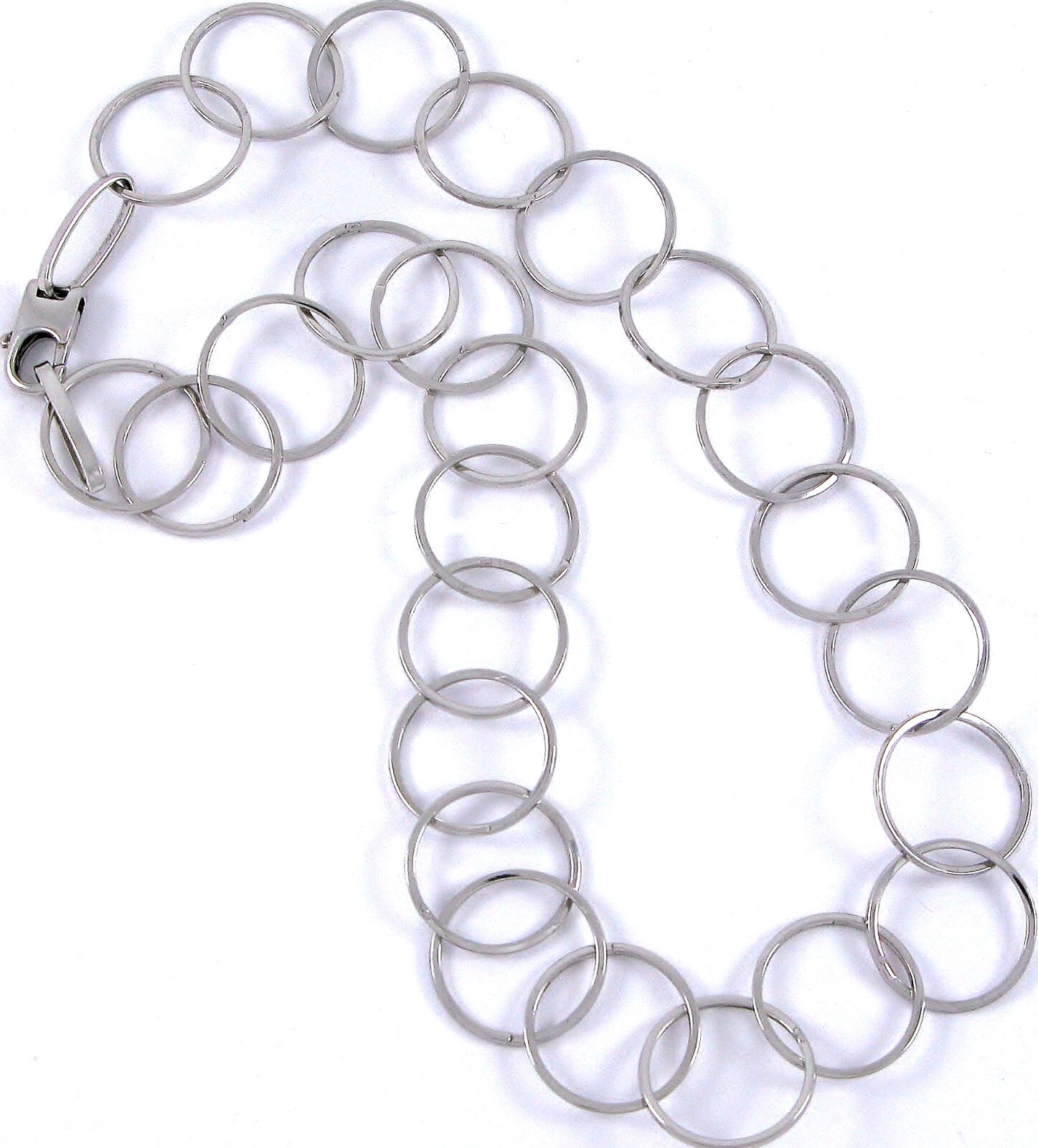 Solid Sterling Silver 925 Circle Link 16" Necklac… - image 6