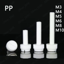  PP Polypropylene Plastic Slotted Cheese Knurled Head Hand Screws M3 M4 M5 M6 M8