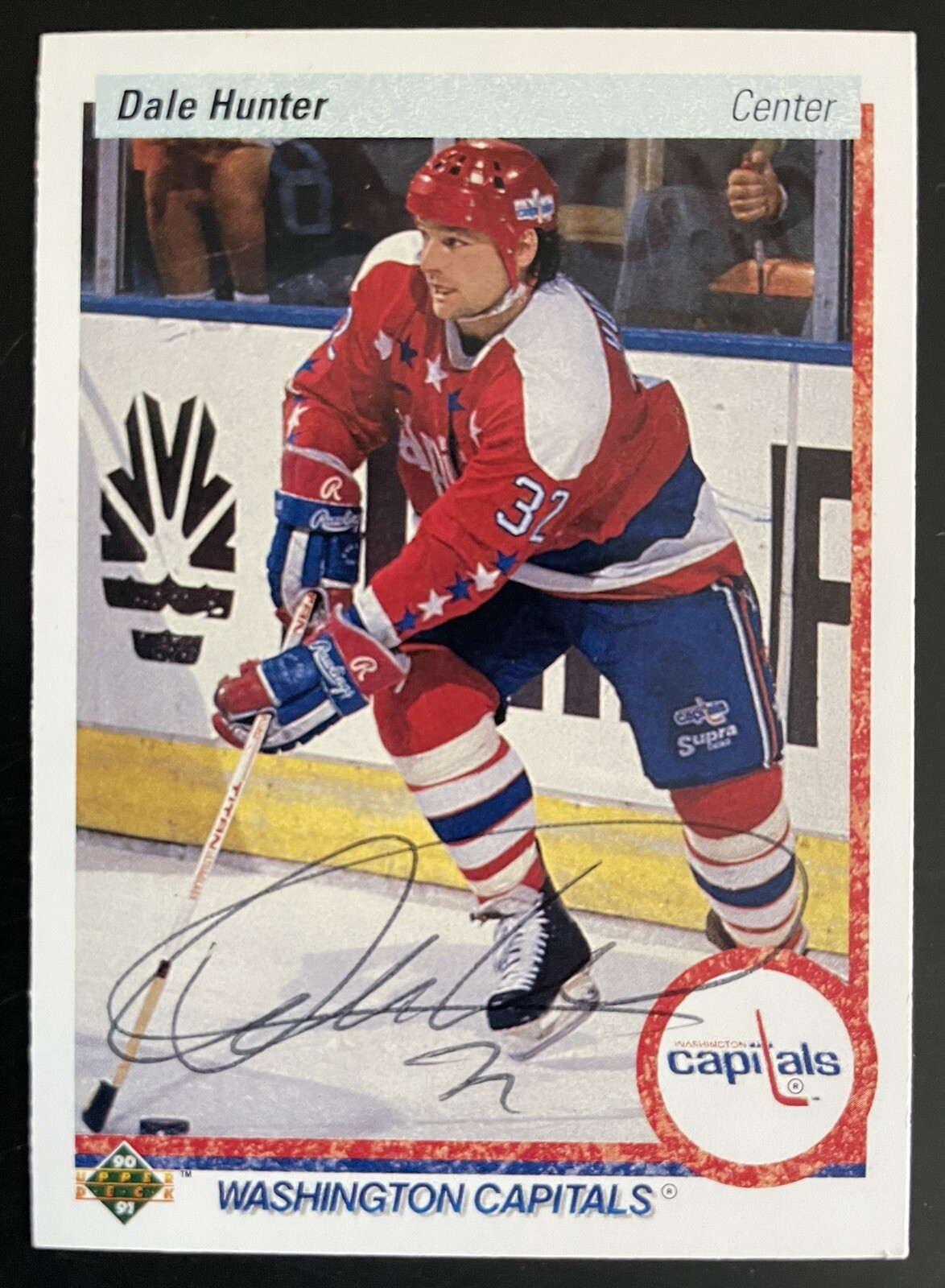 1990-91 Upper Deck Signed #219 Dale Hunter Washington Capitals Autographed Card