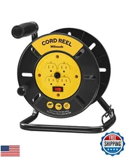 WILAWELS Extension Cord Storage Reel with 4-Grounded Outlets, 15A Circuit Bre