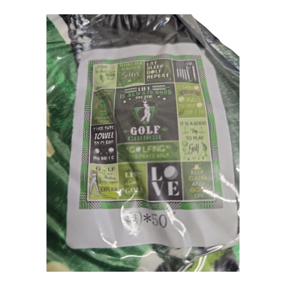 Manta de Golf 40x50 Verde y Blanco Comer Dormir Golf Nuevo Paquete Sellado Foto 2 de 2