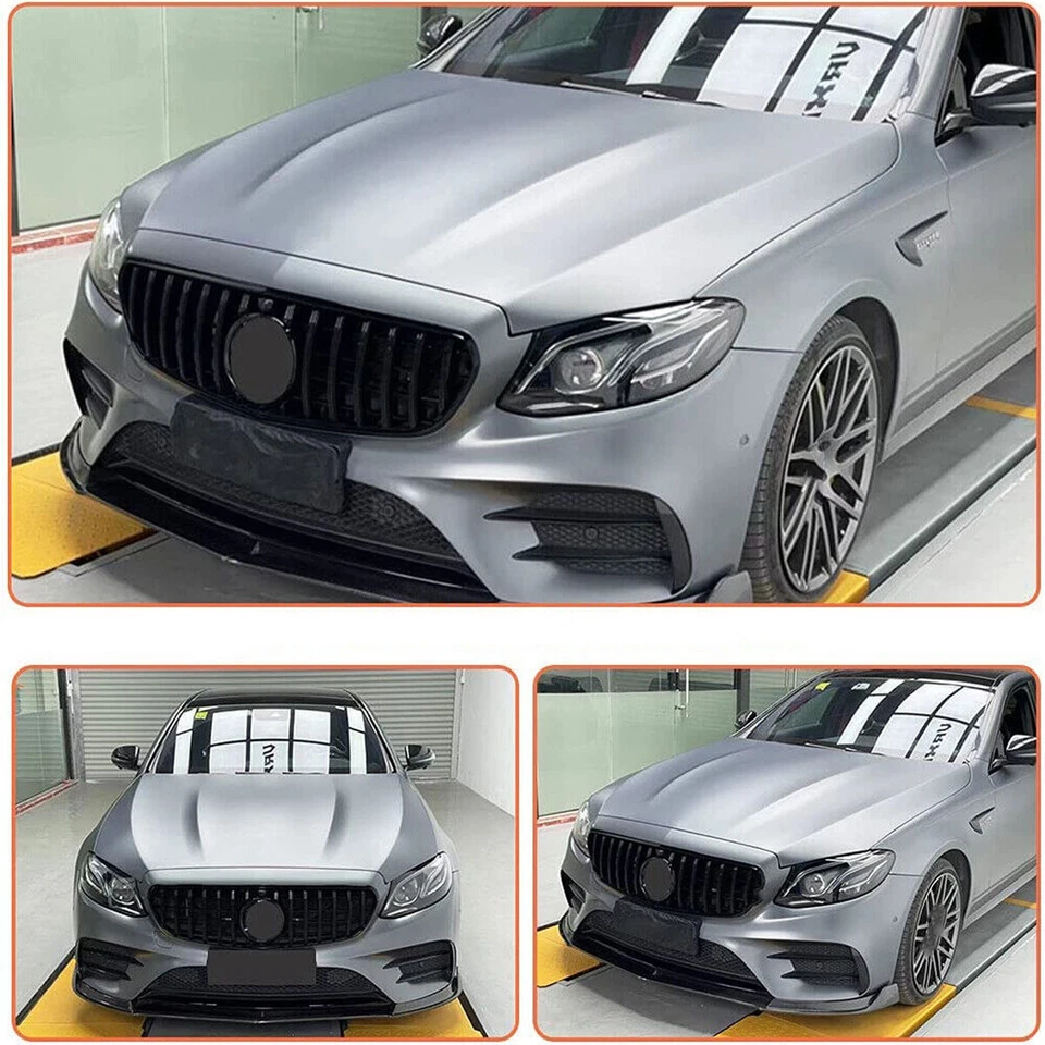 GT Front Bumper Grille For Mercedes Benz W213 E300 E450 2016-2020 Glossy Black Foto 3 de 4