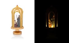 Weihnachtskrippe mit LED Krippenfiguren Maria + Josef Bibel Glas + Timer 30 cm