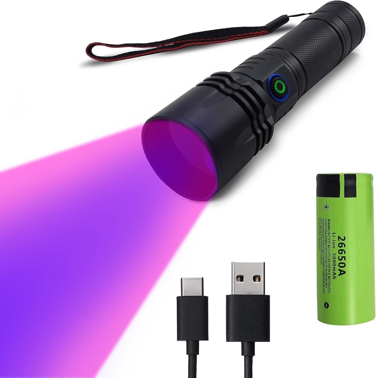Rechargeable UV Blood Tracking Flashlight - 365 Lumen Hunting Light