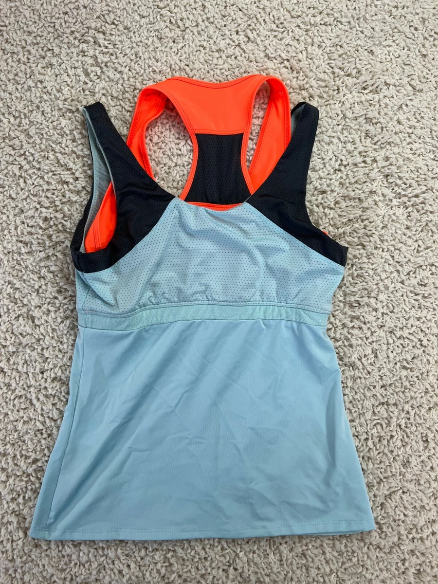 Lucky In Love Blue Racerback Tennis Tank Top Shirt Built in Sport