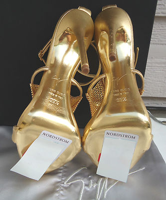 NEW $1395 Giuseppe Zanotti 39.5 Coline Metallic Gold Crystal