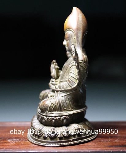 Tibetischer Buddhismus Kupfer Tsongkhapa Guru Lama Zongkapa Meister Buddha Statue 9,8 CM - Bild 6 von 8