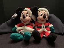 Disney Santa Minnie  Santa Mickey 7" bean bag plush - NWT