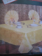 Sultans Linens Fabric Tablecloth POINSETTIA Gold 52x70" RECTANGLE