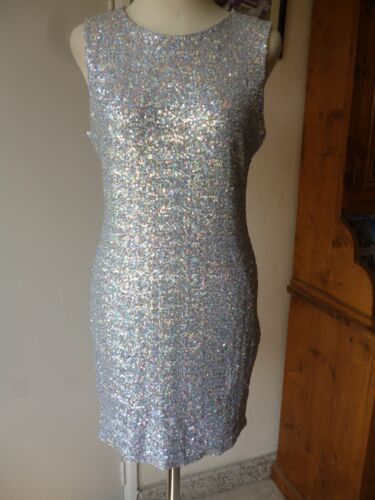 Topshop silver Sequin Shift Dress Special Occasion Prom Party hippy boho NEW - Foto 1 di 6